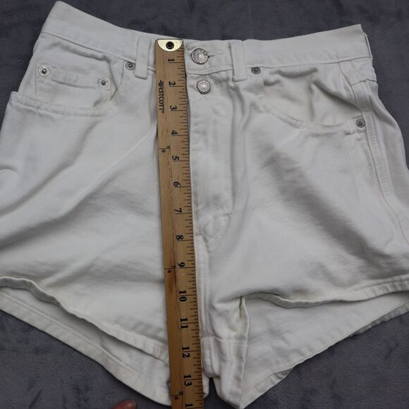 Original Jeanjer Shorts Womens 9 White High Rise Flat Front Double Button Zip - Picture 5 of 15